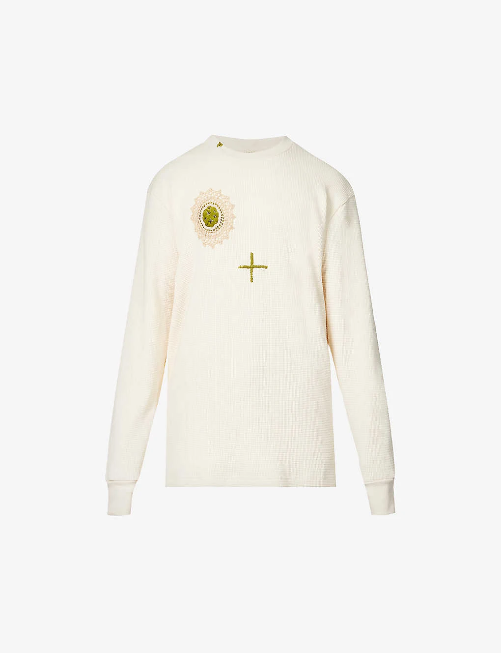 Upcycled Floral-embroidered Waffle-knit Jumper 1 Upcycled Floral-embroidered Waffle-knit Jumper