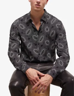 THE KOOPLES Graphic-print Long-sleeved Woven Shirt -Falkeis Store R04127928 BLA09 ALT02