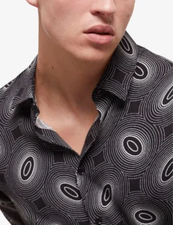 THE KOOPLES Graphic-print Long-sleeved Woven Shirt -Falkeis Store R04127928 BLA09 ALT04