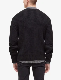 THE KOOPLES Crew-neck Relaxed-fit Wool Jumper -Falkeis Store R04127980 BLA01 ALT03