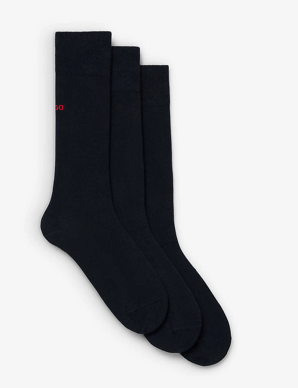 Hugo Pack Of Three Branded Cotton-blend Socks 1 Hugo Pack Of Three Branded Cotton-blend Socks