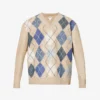 Bottega Veneta Diamond-patterned V-neck Leather Jumper