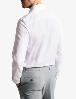 Ted Baker Haless Textured-stripe Cotton Shirt -Falkeis Store R04129699 WHITE ALT03