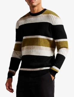 Ted Baker Array Striped Ribbed Cotton-blend Jumper -Falkeis Store R04131829 NATURAL ALT02