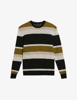 Ted Baker Array Striped Ribbed Cotton-blend Jumper