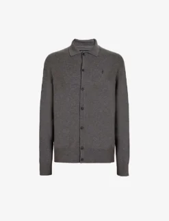 AllSaints Kilburn Ramskull-embroidered Wool And Recycled Polyamide-blend Cardigan