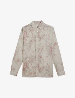 Ted Baker Floral-print Slim-fit Woven Shirt