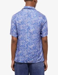 THE KOOPLES Paisley-print Hawaiian Woven Shirt -Falkeis Store R04135095 BLU01 ALT03
