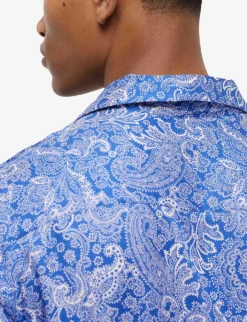 THE KOOPLES Paisley-print Hawaiian Woven Shirt -Falkeis Store R04135095 BLU01 ALT04