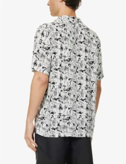 Monge Graphic-print Relaxed-fit Woven Shirt -Falkeis Store R04138022 WHITEVACANCES ALT03