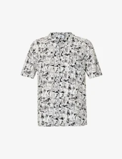 Monge Graphic-print Relaxed-fit Woven Shirt