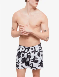THE KOOPLES Elasticated-waist Graphic-print Woven Swim Shorts 7 THE KOOPLES Elasticated-waist Graphic-print Woven Swim Shorts -Falkeis Store R04138181 BLA01 ALT02