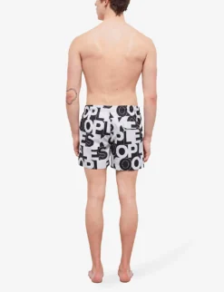 THE KOOPLES Elasticated-waist Graphic-print Woven Swim Shorts 8 THE KOOPLES Elasticated-waist Graphic-print Woven Swim Shorts -Falkeis Store R04138181 BLA01 ALT03