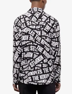THE KOOPLES Tape Logo-print Woven Shirt -Falkeis Store R04139142 BLA09 ALT03