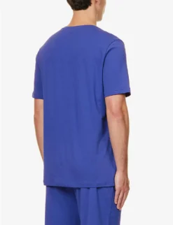 Boss Logo-embroidered Regular-fit Stretch-cotton T-shirt -Falkeis Store R04140025 BRIGHTBLUE ALT03