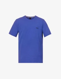 Boss Logo-embroidered Regular-fit Stretch-cotton T-shirt