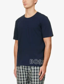 Boss Identity Logo-print Regular-fit Stretch-cotton T-shirt 7 Boss Identity Logo-print Regular-fit Stretch-cotton T-shirt -Falkeis Store R04140028 DARKBLUE ALT02