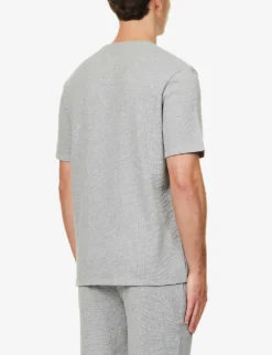 Boss Logo-embroidered Waffle-effect Cotton-blend T-shirt -Falkeis Store R04140033 MEDIUMGREY ALT03