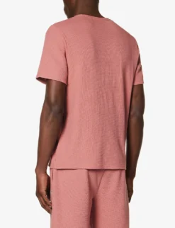 Boss Logo-embroidered Waffle-textured Cotton-blend T-shirt -Falkeis Store R04140034 OPENPINK ALT03