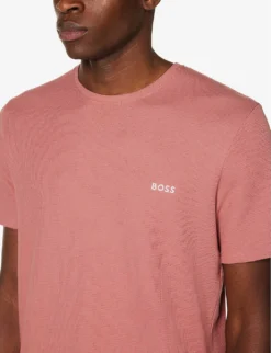 Boss Logo-embroidered Waffle-textured Cotton-blend T-shirt -Falkeis Store R04140034 OPENPINK ALT04