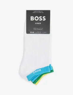 Boss Pack Of Two Logo-embroidered Stretch-cotton Blend Socks