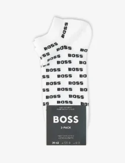 Boss Pack Of Two Monogrammed Stretch-cotton Blend Socks