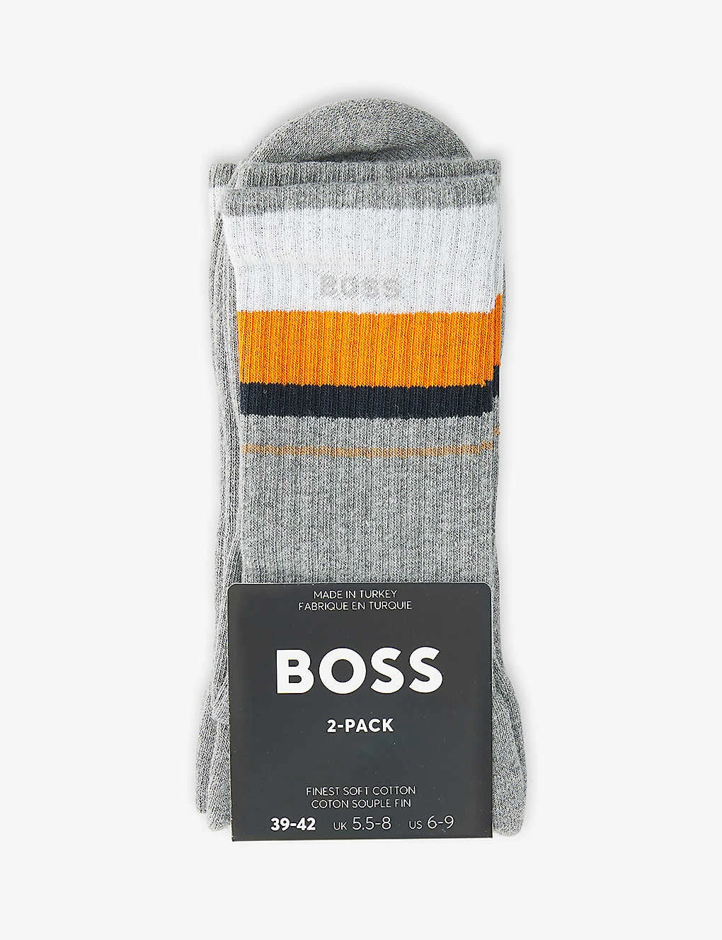 Boss Pack Of Two Logo-embroidered Stretch-cotton Blend Socks 1 Boss Pack Of Two Logo-embroidered Stretch-cotton Blend Socks