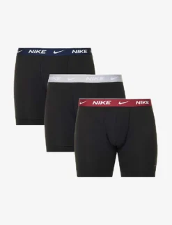Nike Branded-waistband Pack Of Three Stretch-cotton Boxers