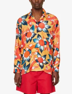 Wildflower Graphic-print Regular-fit Woven Shirt -Falkeis Store R04140904 ORANGE ALT02