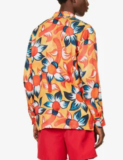 Wildflower Graphic-print Regular-fit Woven Shirt -Falkeis Store R04140904 ORANGE ALT03