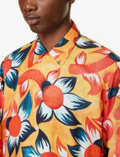 Wildflower Graphic-print Regular-fit Woven Shirt -Falkeis Store R04140904 ORANGE ALT04