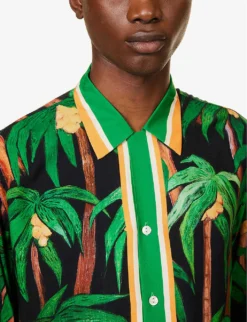 Palma Black Graphic-print Regular-fit Woven Shirt -Falkeis Store R04140914 BLACK ALT04