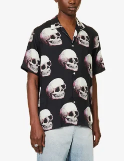 Skull Graphic-print Regular-fit Woven Shirt -Falkeis Store R04140924 BLACKMULTI ALT02