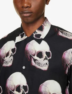 Skull Graphic-print Regular-fit Woven Shirt -Falkeis Store R04140924 BLACKMULTI ALT04