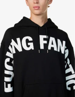 Fantastic Brand-typography Cotton-jersey Hoody -Falkeis Store R04141618 BLACK ALT04
