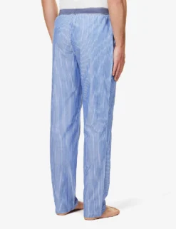 Emporio Armani Branded-waistband Stripe-pattern Cotton-poplin Pyjama Bottoms 8 Emporio Armani Branded-waistband Stripe-pattern Cotton-poplin Pyjama Bottoms -Falkeis Store R04142172 VERTSTRIPELIGHTBLU ALT03