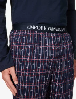 Emporio Armani Logo-embroidered  cotton Pyjamas -Falkeis Store R04142174 CHECKEAGLESMARINE ALT05