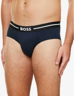 Boss Pack Of Three Colour-block Logo-print Stretch-cotton Trunks -Falkeis Store R04142413 OPENMISCELLANEOUS ALT03