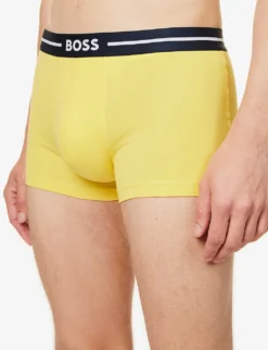Boss Pack Of Three Branded Striped-waistband Regular-fit Stretch-cotton Trunks -Falkeis Store R04142423 OPENMISCELLANEOUS ALT03