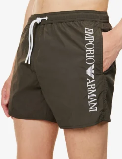 Emporio Armani Logo-embroidered Elasticated-waist Swim Shorts 9 Emporio Armani Logo-embroidered Elasticated-waist Swim Shorts -Falkeis Store R04142631 TERRADARKLAND ALT04