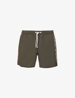 Emporio Armani Logo-embroidered Elasticated-waist Swim Shorts