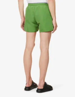 Emporio Armani Logo-embossed Elasticated-waist Swim Shorts -Falkeis Store R04142633 VERDEGREEN ALT03