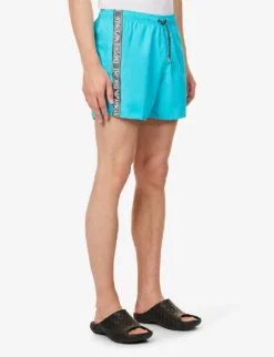 Emporio Armani Logo-print Elasticated-waist Swim Shorts -Falkeis Store R04142634 TURCHESETURQUOISE ALT02