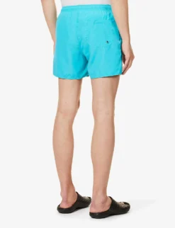 Emporio Armani Logo-print Elasticated-waist Swim Shorts -Falkeis Store R04142634 TURCHESETURQUOISE ALT03