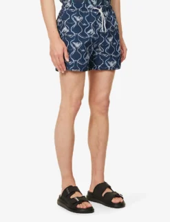 Emporio Armani Graphic-print Elasticated-waist Swim Shorts -Falkeis Store R04142636 EAGLEALLOVER ALT02