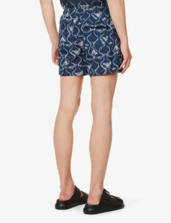 Emporio Armani Graphic-print Elasticated-waist Swim Shorts -Falkeis Store R04142636 EAGLEALLOVER ALT03