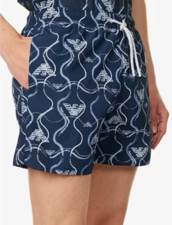 Emporio Armani Graphic-print Elasticated-waist Swim Shorts -Falkeis Store R04142636 EAGLEALLOVER ALT04