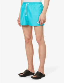 Emporio Armani Essential Logo-embroidered Elasticated-waist Swim Shorts -Falkeis Store R04142640 TURCHESETURQUOISE ALT02