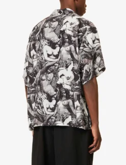 Undercover Graphic-print Patch-pocket Rayon Shirt -Falkeis Store R04143680 BLACKBASE ALT03