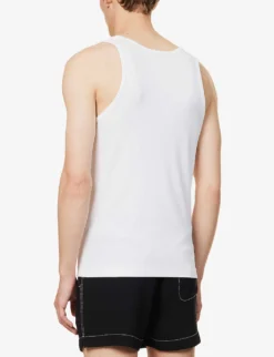 Ribbed Crew-neck Stretch-woven Blend Top -Falkeis Store R04144736 WHITE ALT03